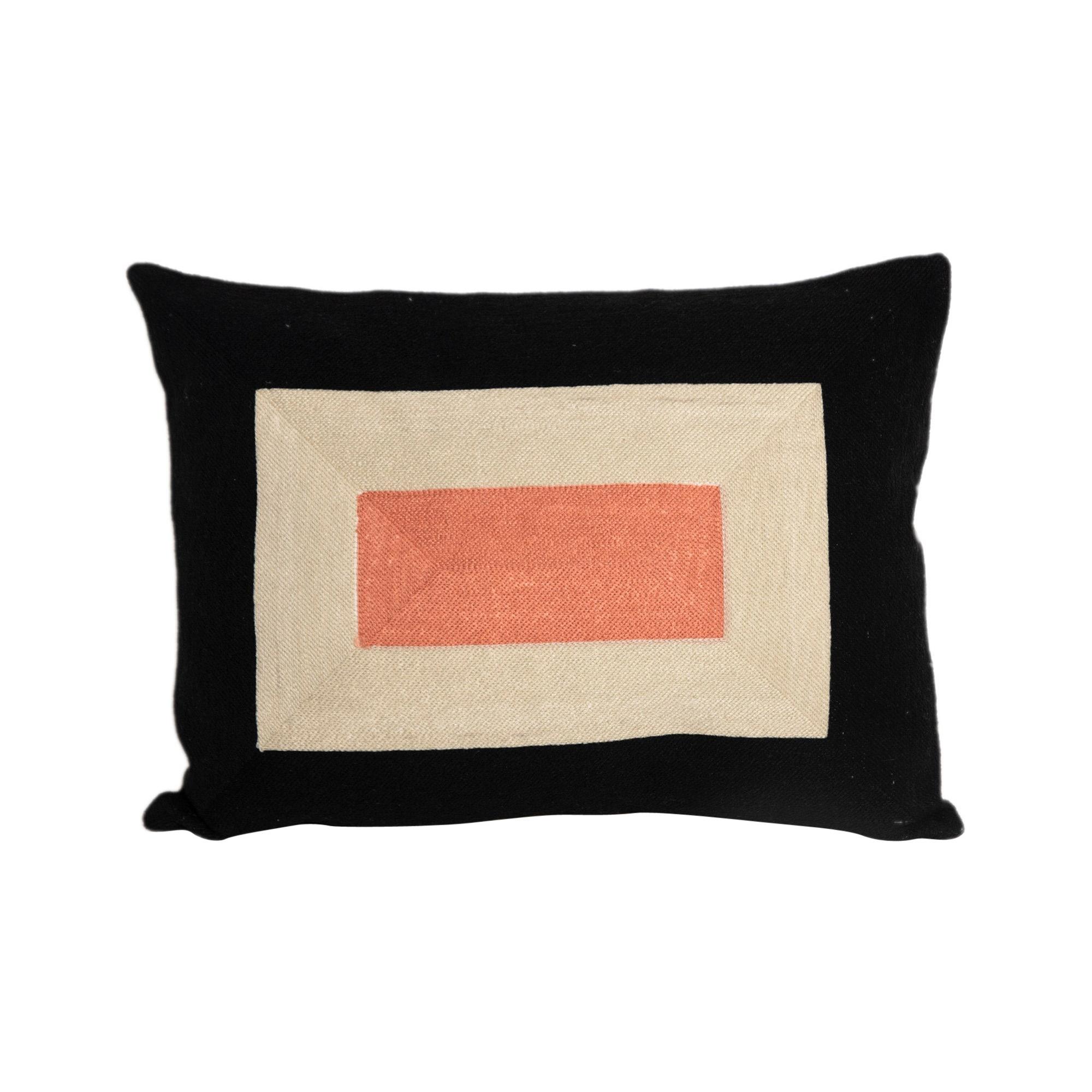 Modern Kilombo Home Embroidery Pillow Smart Black&Salmon