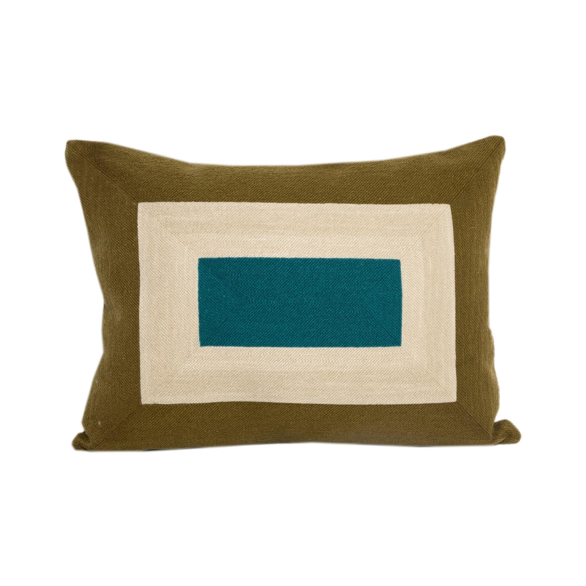 Modern Kilombo Home Embroidery Pillow Cushion Smart Olive Green&Petrol