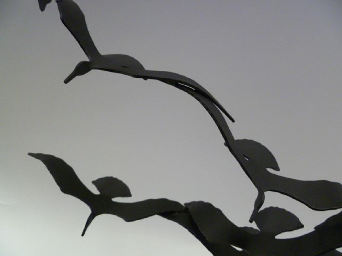 Modern Kinetic Sculpture, Bijan of California Flock of Seagulls Metal /Onyx, 70s 3