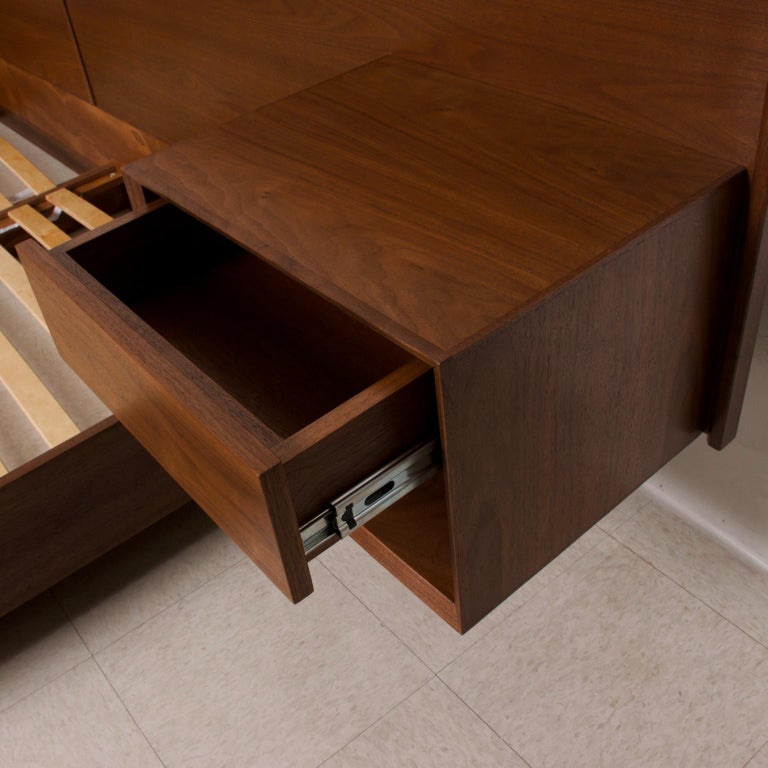 Modern King Size Platform Bed with Floating Nightstands in ...