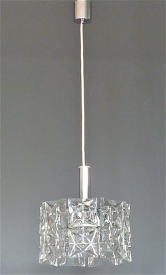 Modern Kinkeldey Chandelier Crystal Glass Chrome Germany 1960 Space Age Lamp