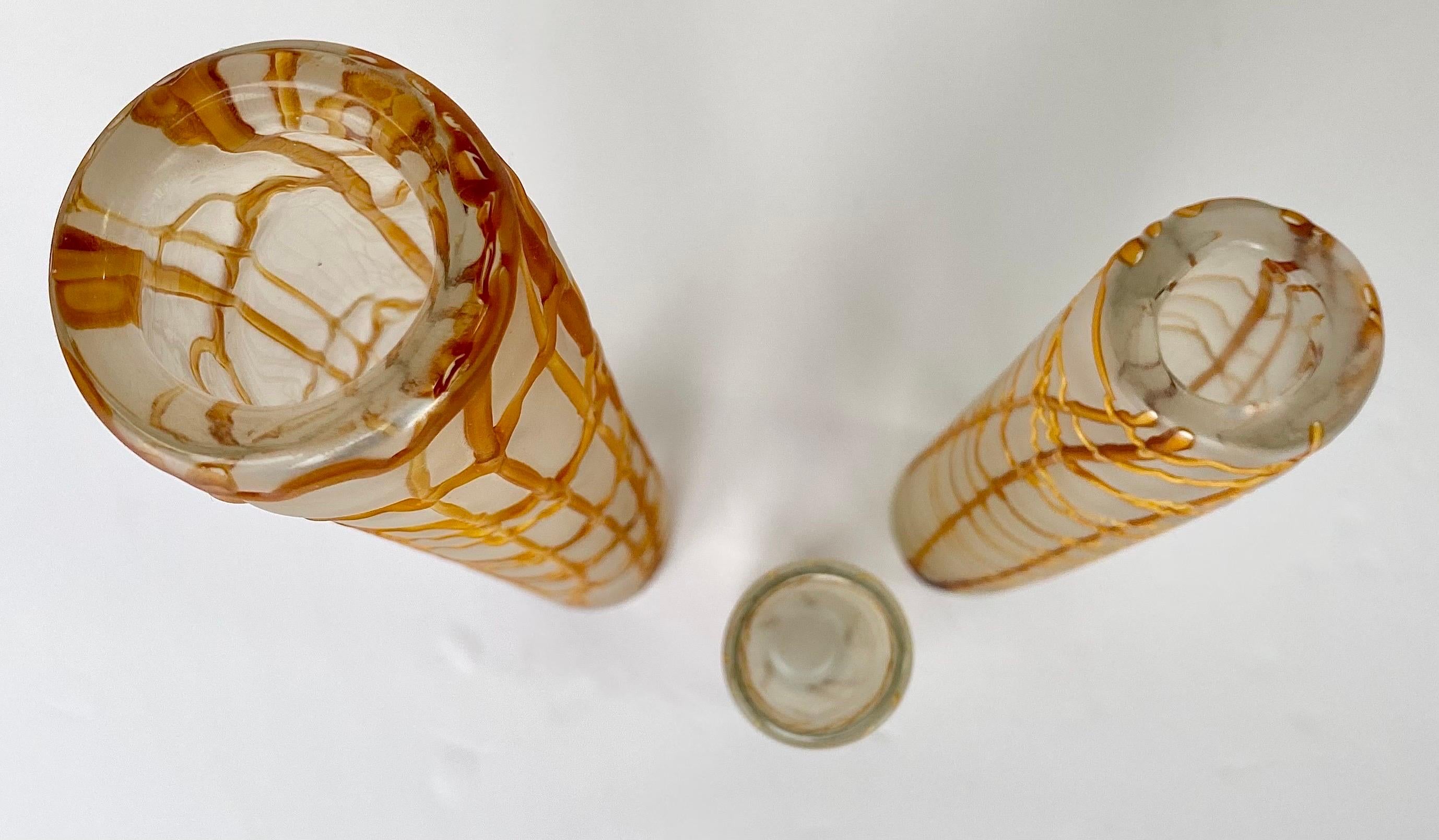 Modern Kintsugi Style Frosted Glass Vase, a Set of 3 For Sale 4
