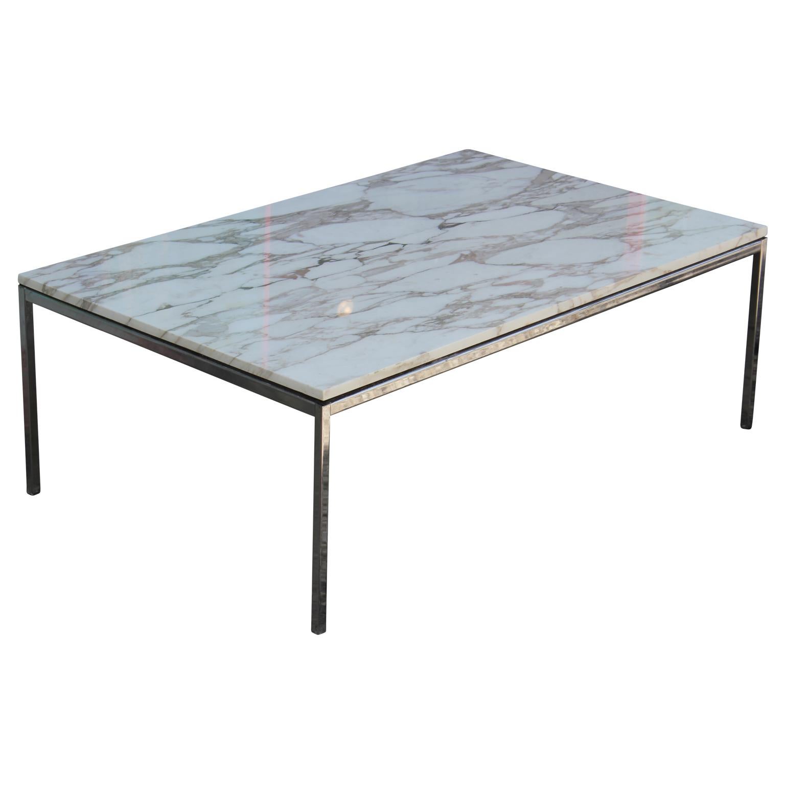 Modern Knoll Chrome and Marble Top Rectangular Coffee Table In Excellent Condition In Houston, TX