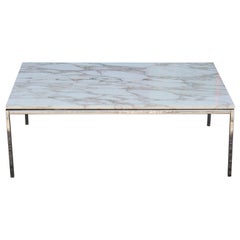 Modern Knoll Chrome and Marble Top Rectangular Coffee Table