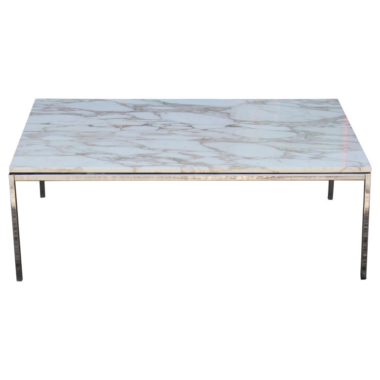 Modern Knoll Chrome and Marble Top Rectangular Coffee Table at 1stDibs