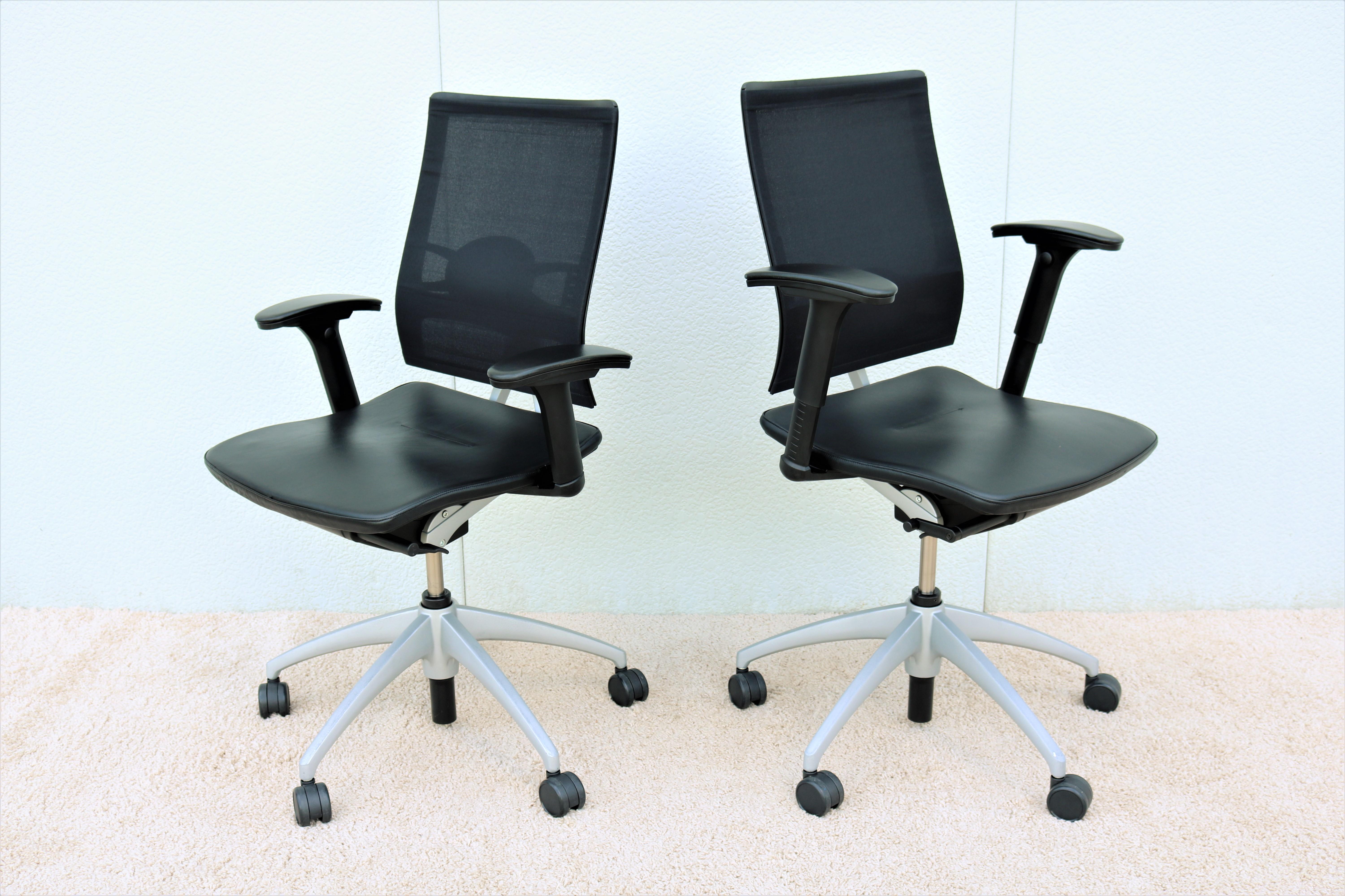 Modern Knoll Open Up Black Leather Ergonomic Chair Designed by Mathias Seiler For Sale 6