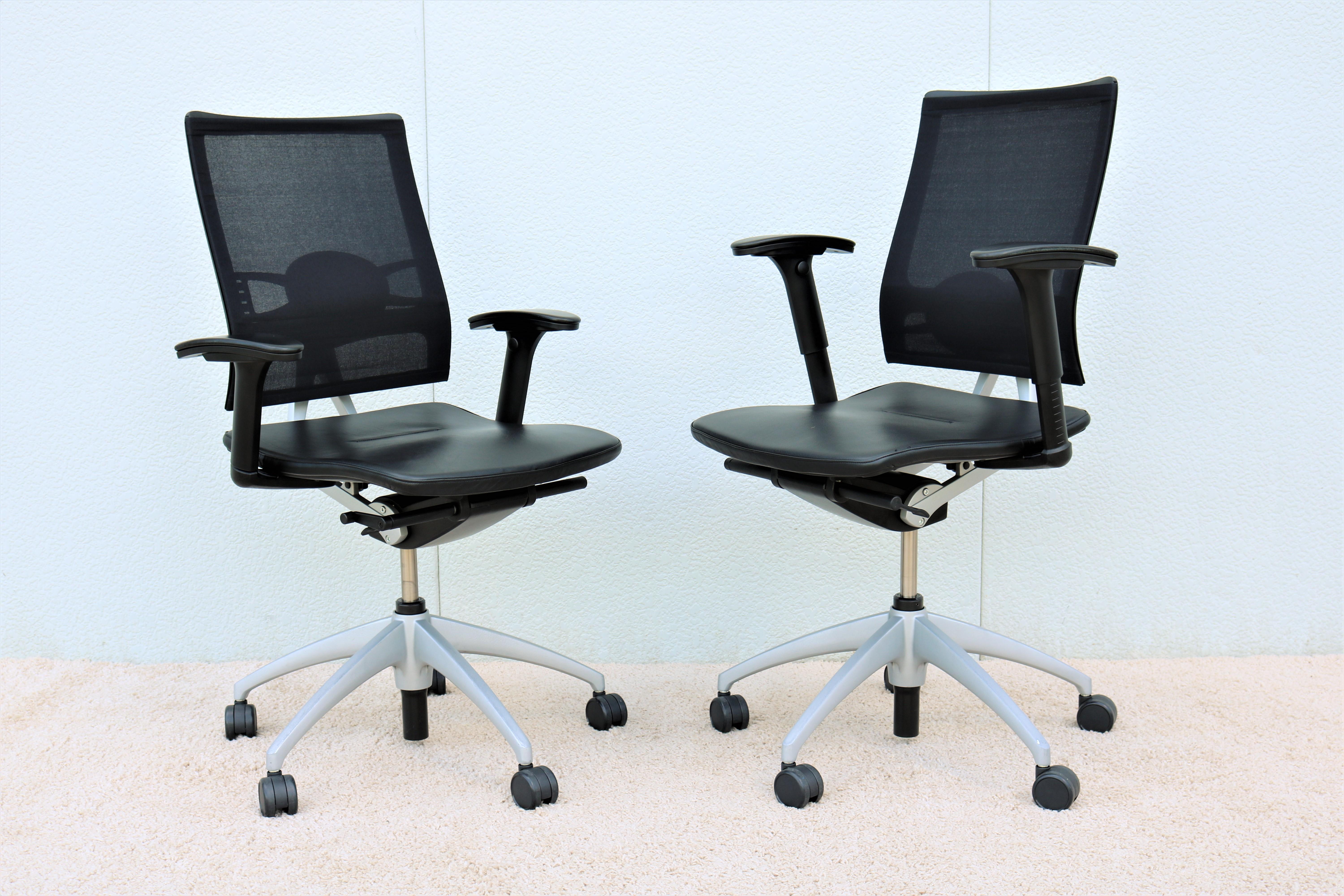 Modern Knoll Open Up Black Leather Ergonomic Chair Designed by Mathias Seiler For Sale 2