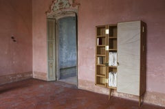 Modern, Kryptos, Bookcase Handcrafted in Full-Grain Leather in Bas-Relief