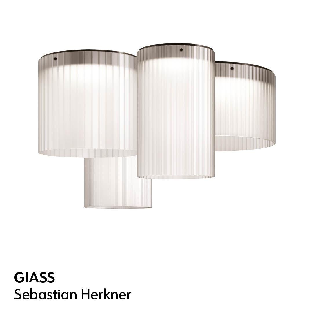 Italian Modern Kundalini Herkner Giass 25 Led White Glass Ceiling Fixture For Sale