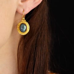 Modern Labradorites 22 Karat Yellow Gold Drop Earrings