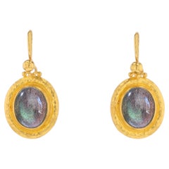 Modern Labradorites 22 Karat Yellow Gold Drop Earrings