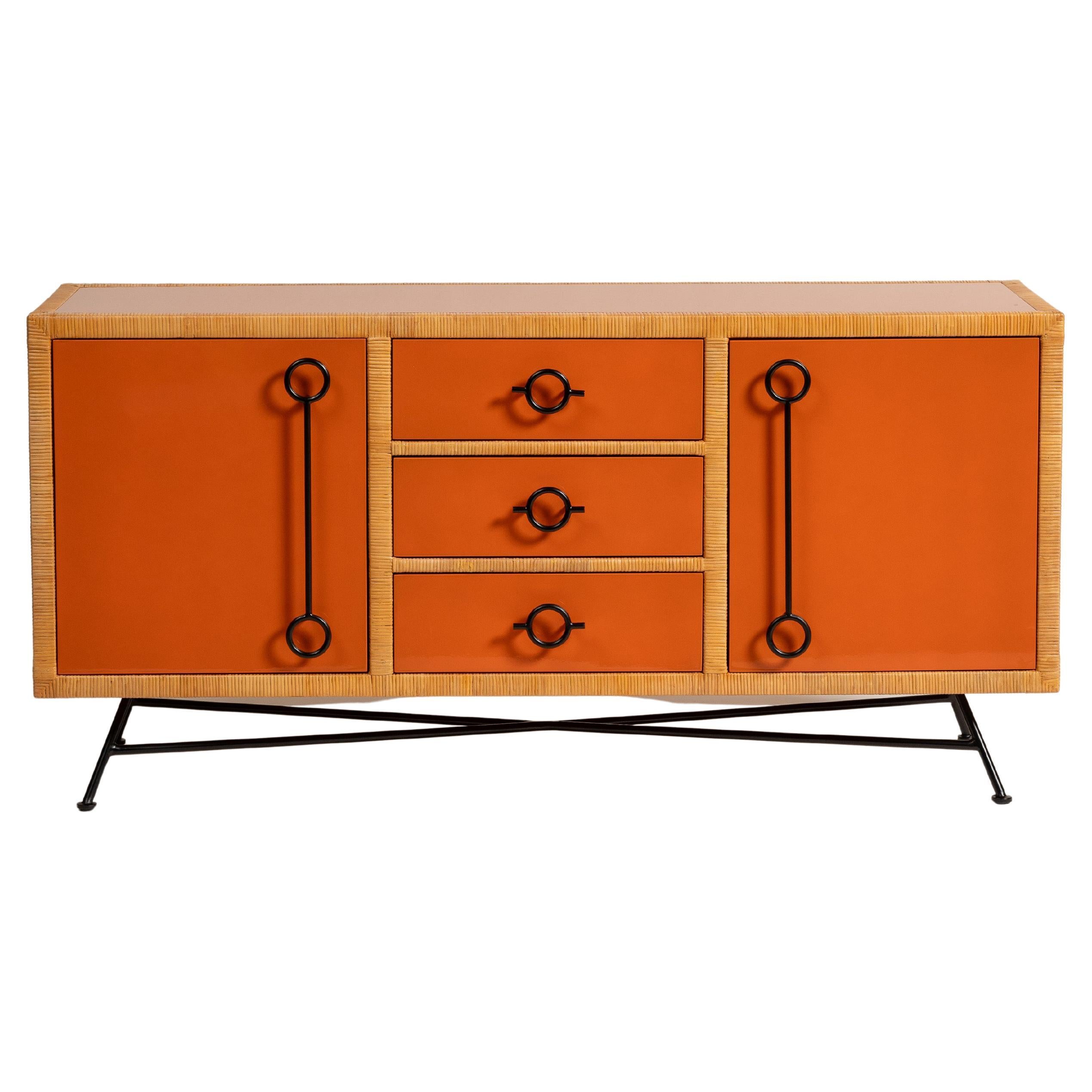 Modern Lacquer 
Rattan Credenza, Jonathan Adler, Indonesia For Sale