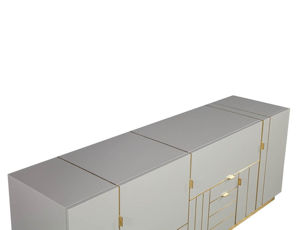 Modern Lacquered Buffet Credenza Sideboard with Brass Detail For Sale 7