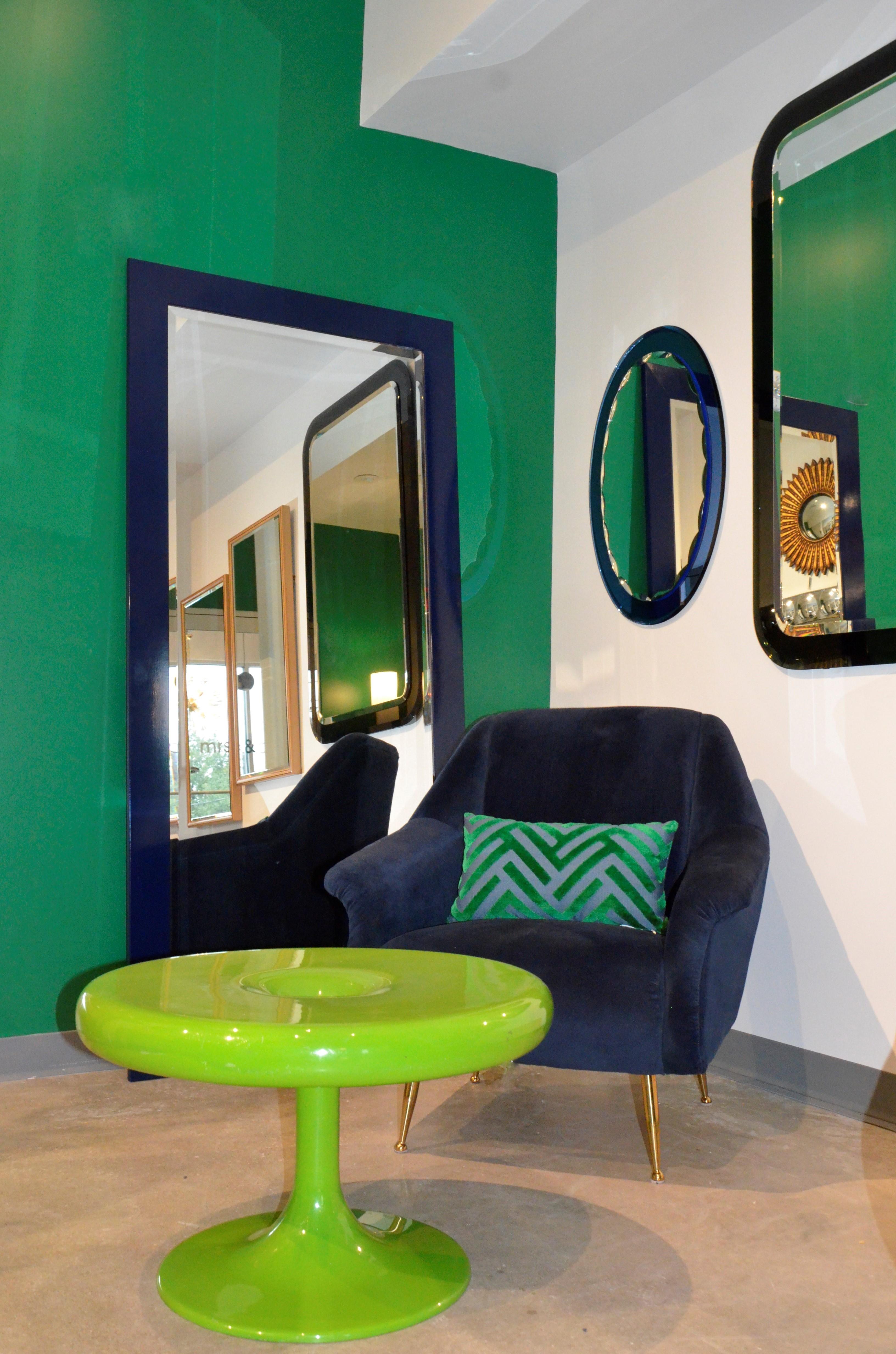 Newly Lacquered Classic Blue Wood Frame Floor / Full Length /Wall Beveled Mirror 11