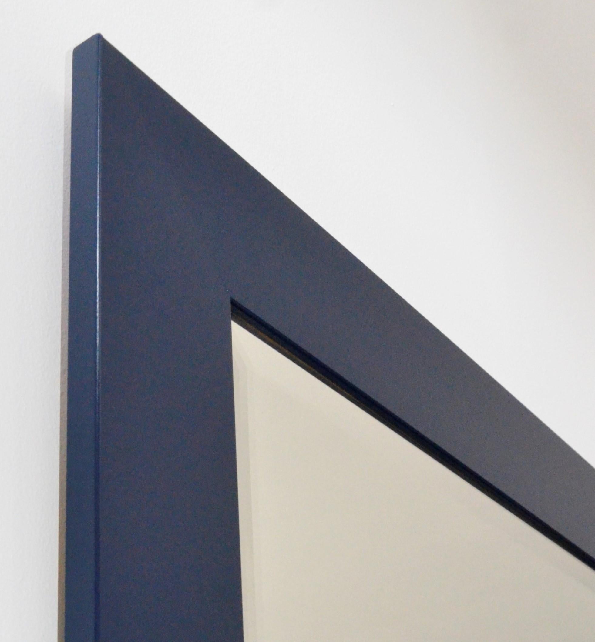 Newly Lacquered Classic Blue Wood Frame Floor / Full Length /Wall Beveled Mirror 2
