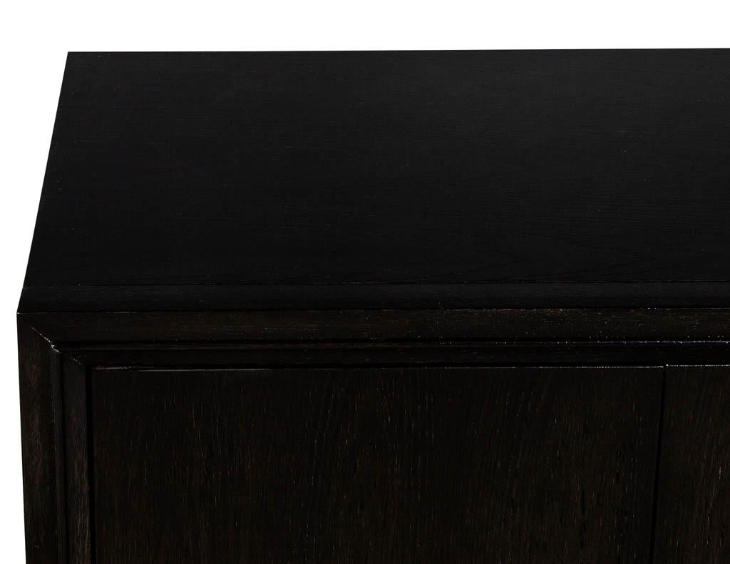 Brass Modern Lacquered Oak Sideboard Buffet For Sale