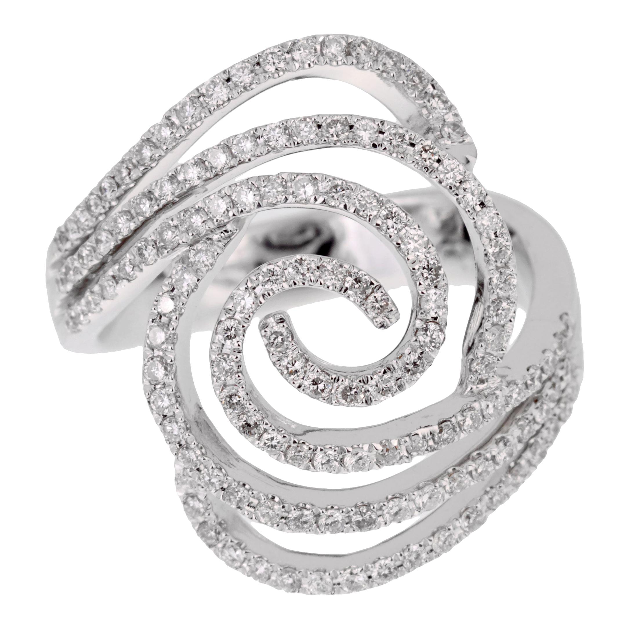 Modern Ladies White Gold Diamond Cocktail Ring For Sale