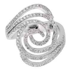 Used Modern Ladies White Gold Diamond Cocktail Ring