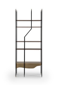 Modern Lage Bookcase, Brass, Oak Root, Handmade in Portugal by Greenapple