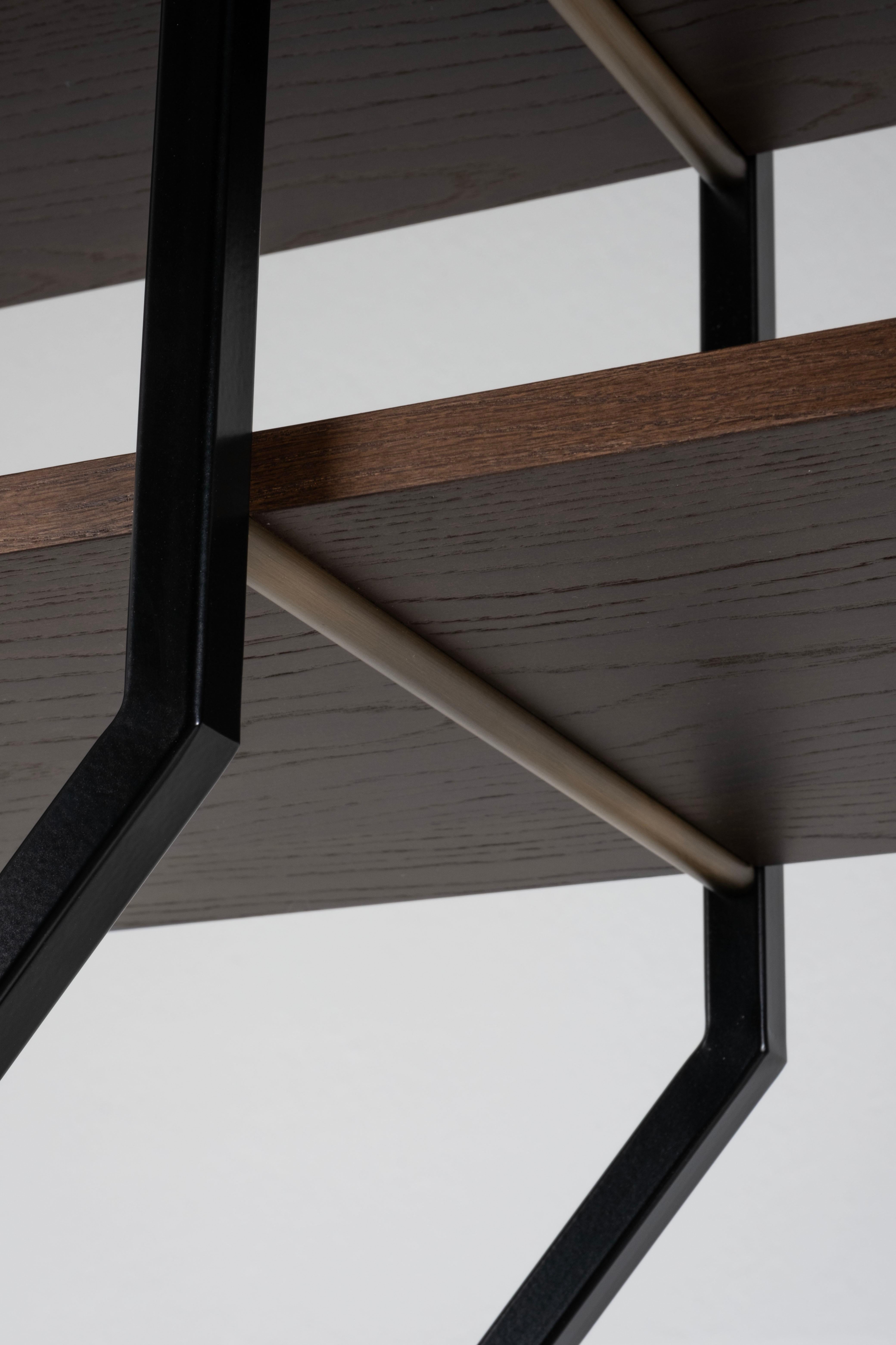 Libreria moderna Lage, ottone, radice di Oak, fatta a mano in Portogallo da Greenapple in vendita 3
