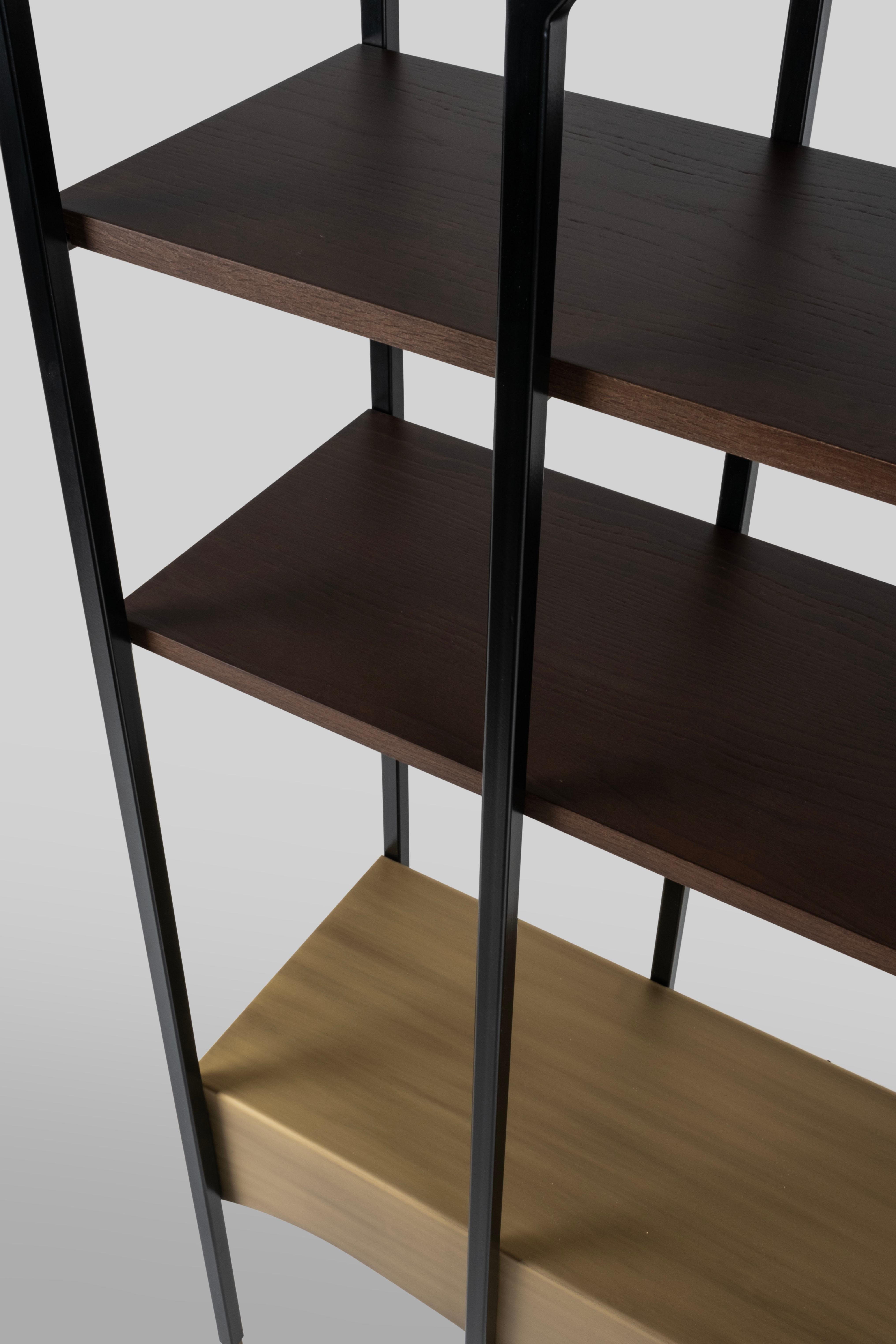 Libreria moderna Lage, ottone, radice di Oak, fatta a mano in Portogallo da Greenapple in vendita 6