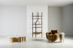 Modern Lage Burnished Brass and Oak Bookcase, Handmade in Portugal by Greenapple