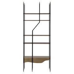 Modern Lage Burnished Brass and Oak Bookcase, Handmade in Portugal by Greenapple