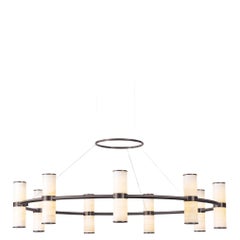 Modern Lamp 'Pars Chandelier' by Anour, Browned Brass, White Onyx