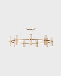 Modern Lamp 'Pars Chandelier' by Anour, Brushed Brass, White Onyx