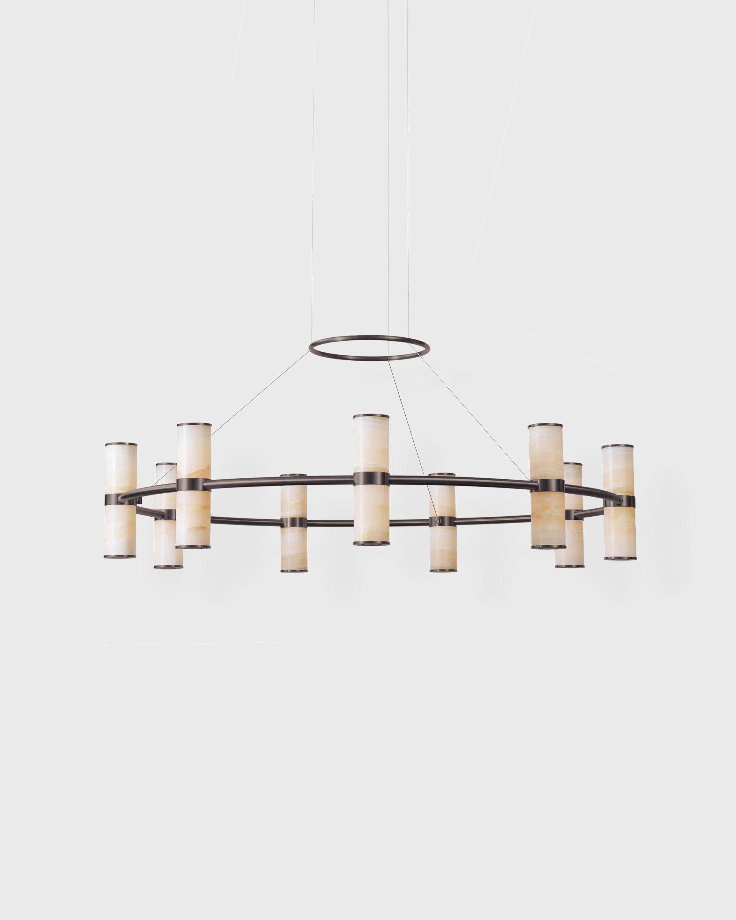 Modern Lamp 'Pars Chandelier' by Anour, Brushed Brass, White Onyx Neuf - En vente à Paris, IDF