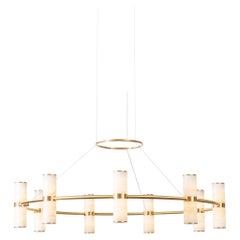 Modern Lamp 'Pars Chandelier' by Anour, Brushed Brass, White Onyx