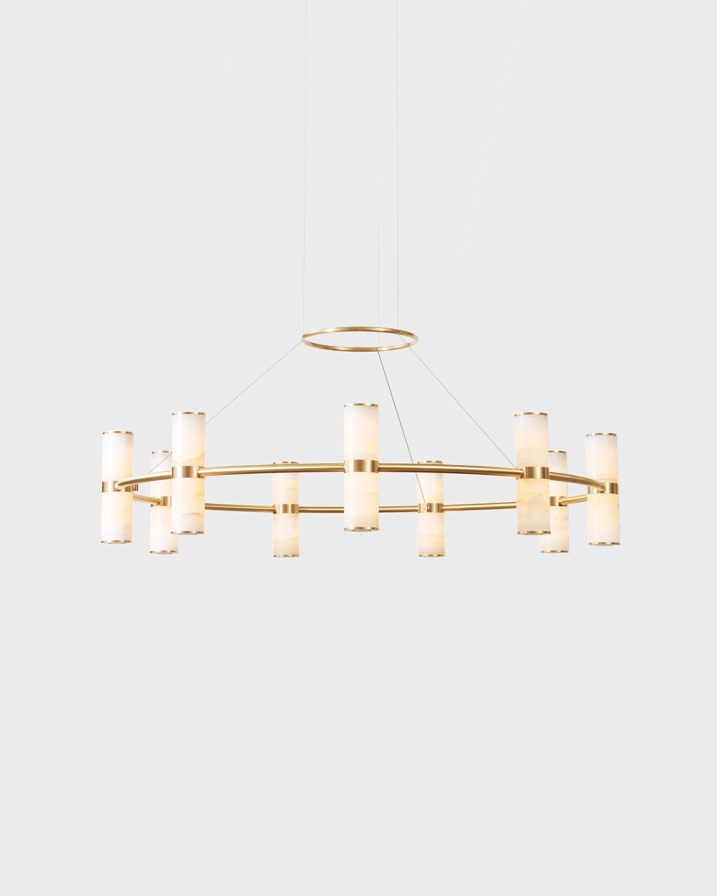 Modern Lamp 'Pars Chandelier' by Anour, Brushed Stainless Steel, White Onyx In condizioni Nuovo in vendita a Paris, IDF