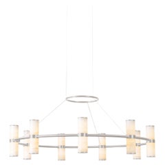 Modern Lamp 'Pars Chandelier' by Anour, Brushed Stainless Steel, White Onyx