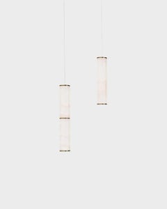 Lampe moderne 'Pars Cluster - 2' par Anour, laiton bruni, onyx blanc