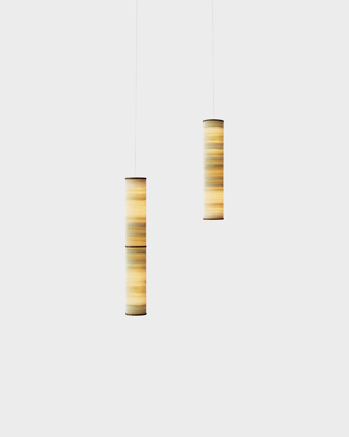 Danish Modern Lamp 'Pars Cluster - 2' by Anour, Browned Brass, White Onyx For Sale