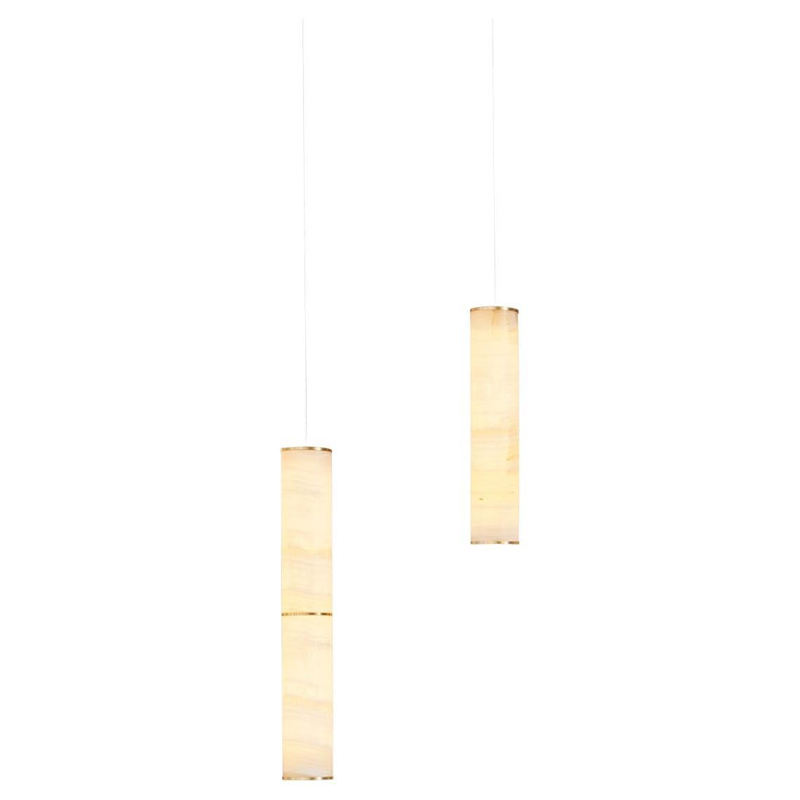 Modern Lamp 'Pars Cluster - 2' by Anour, Brushed Brass, White Onyx