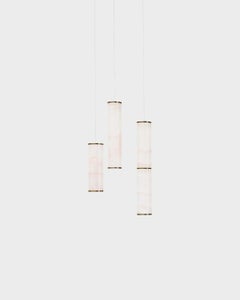 Lampe moderne 'Pars Cluster - 3' par Anour, laiton bruni, onyx blanc