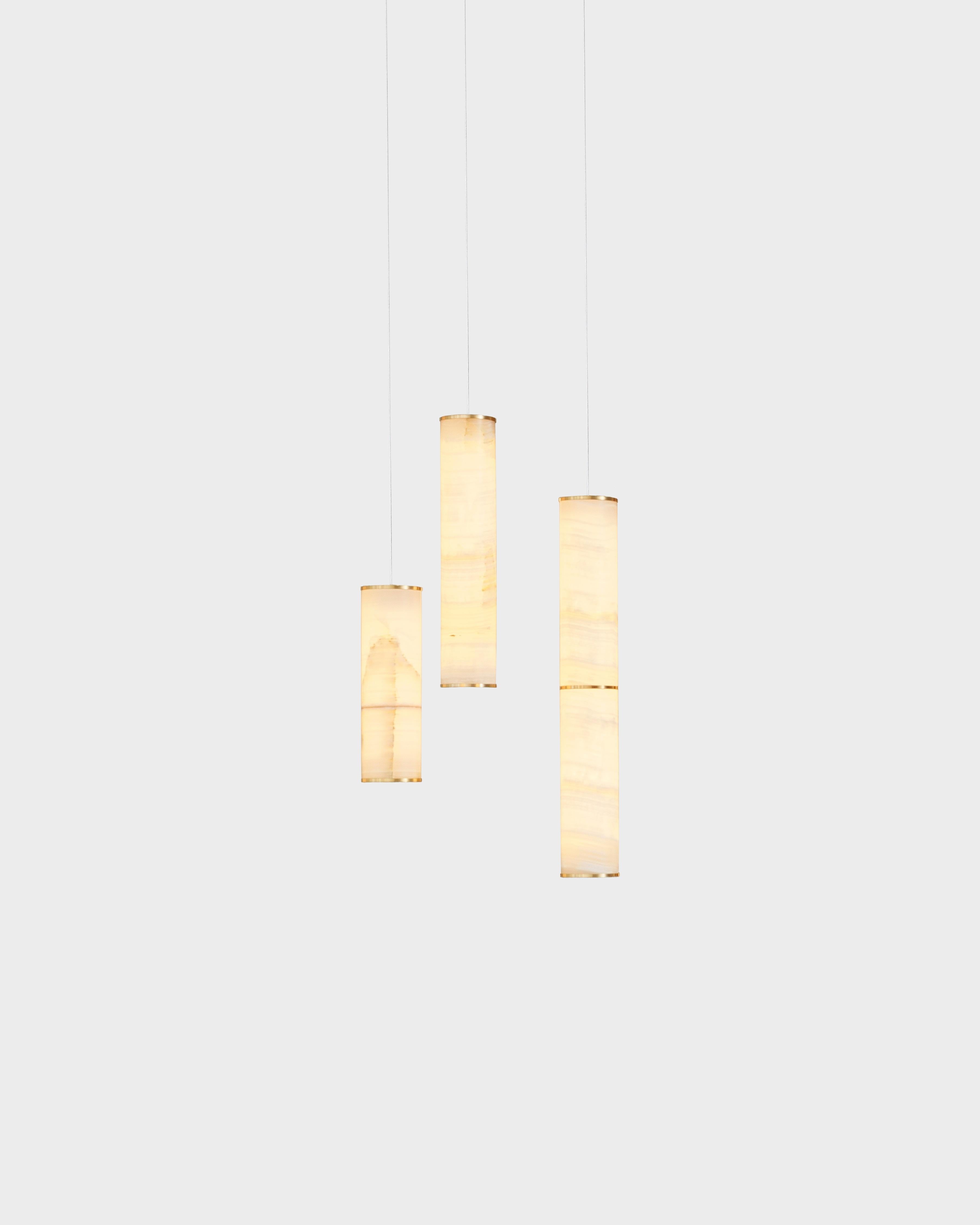 Contemporary Modern Lamp 'Pars Cluster - 3' by Anour, Browned Brass, White Onyx For Sale