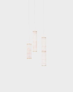 Lampe moderne 'Pars Cluster - 3' by Anour, Brushed Brass, White Onyx