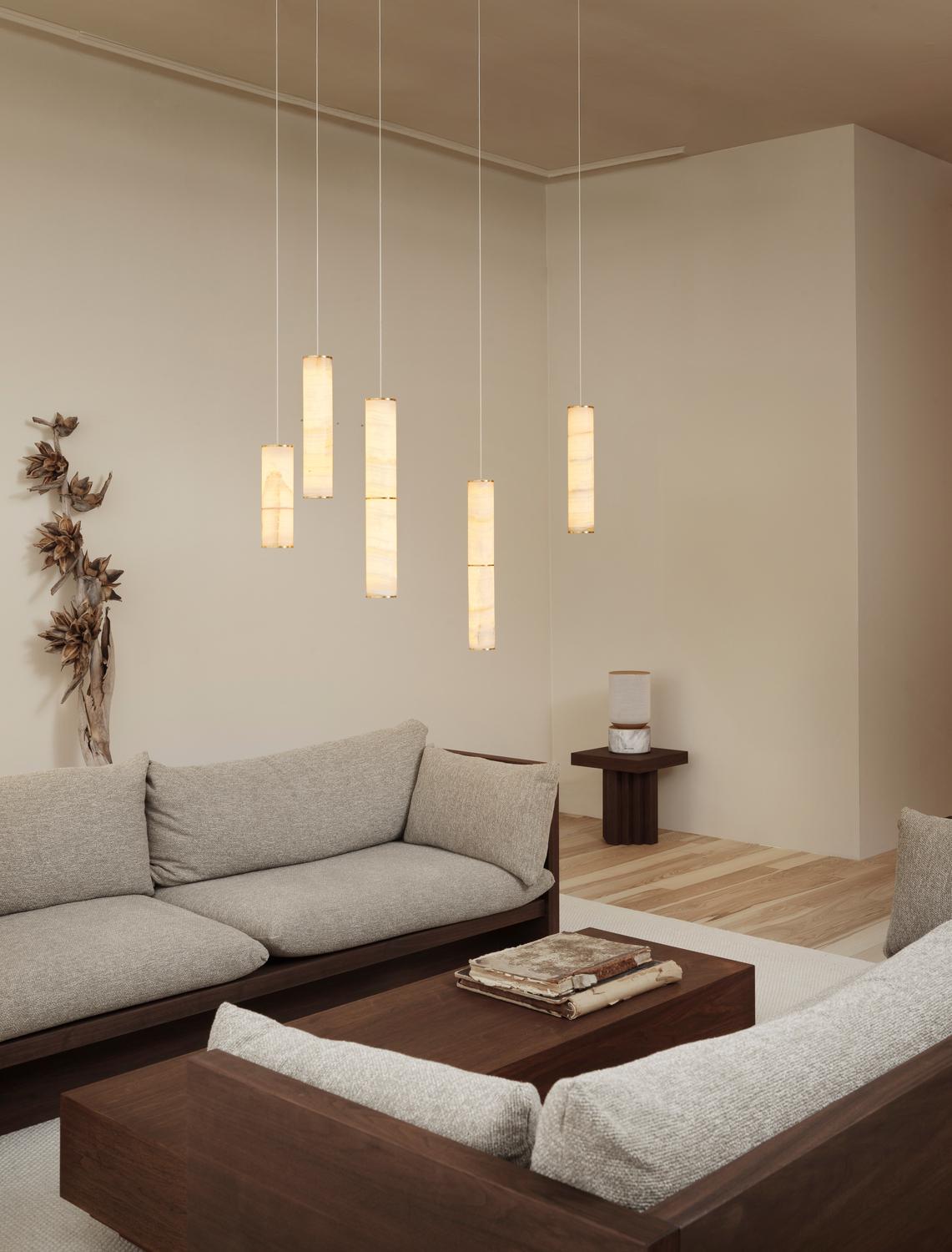Lampe moderne 'Pars Cluster - 3' by Anour, Brushed Brass, White Onyx en vente 8