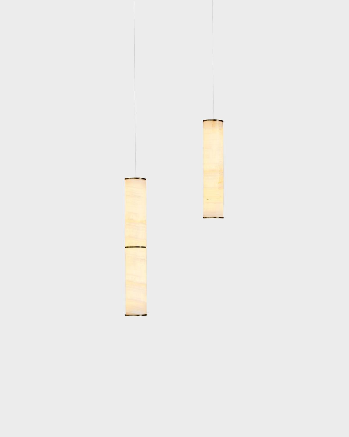 Lampe moderne 'Pars Cluster - 3' by Anour, Brushed Brass, White Onyx en vente 2