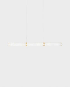 Modern Lamp 'Pars Horizontal' by Anour, Brushed Brass, White Onyx