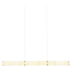 Modern Lamp 'Pars Horizontal' by Anour, Brushed Brass, White Onyx
