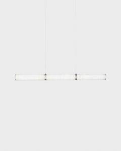 Modern Lamp 'Pars Horizontal' by Anour, Brushed Stainless Steel, White Onyx