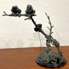 Modern Landscape Bronze of Tree Frogs