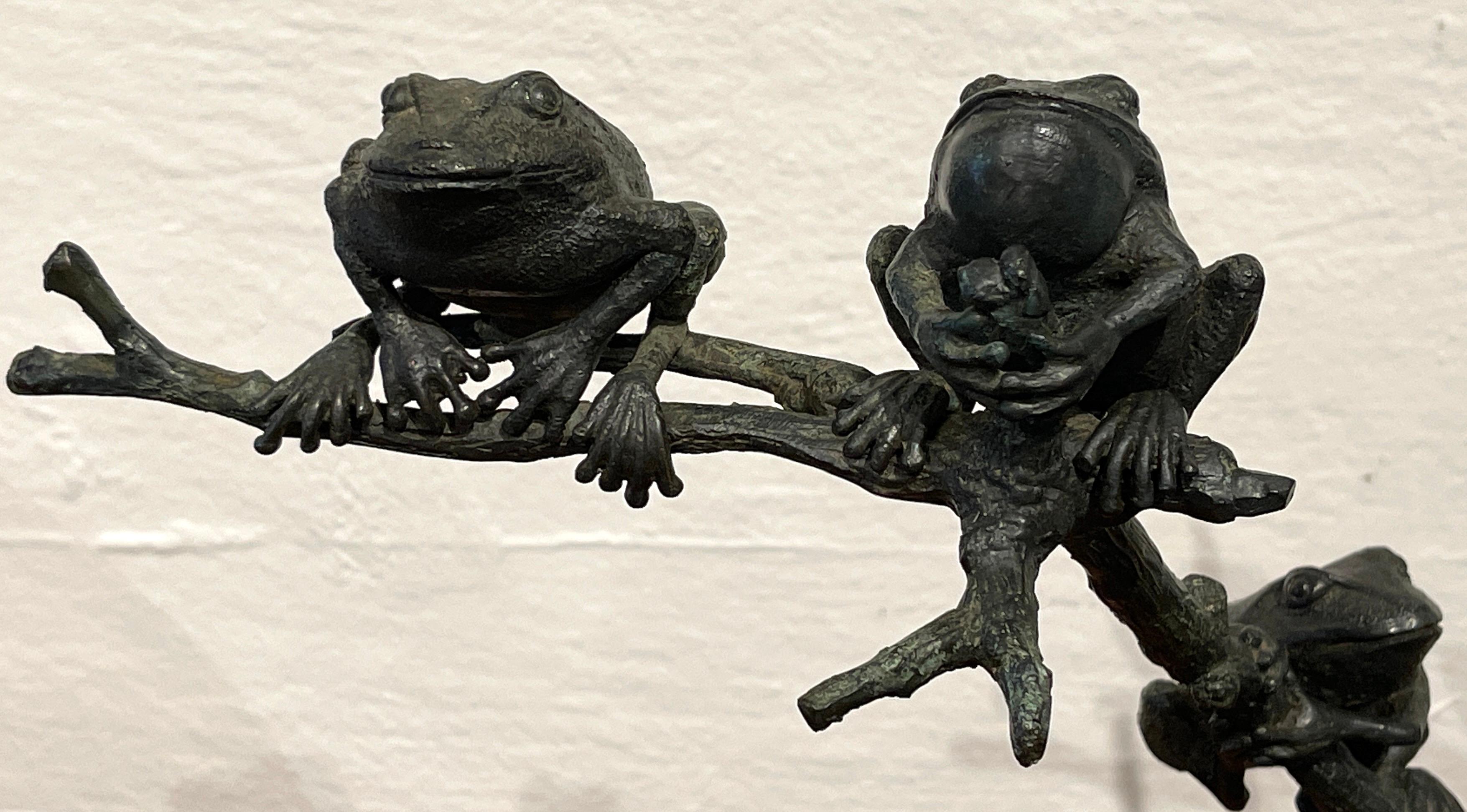 Cast Modern Landscape Bronze of Tree Frogs  For Sale