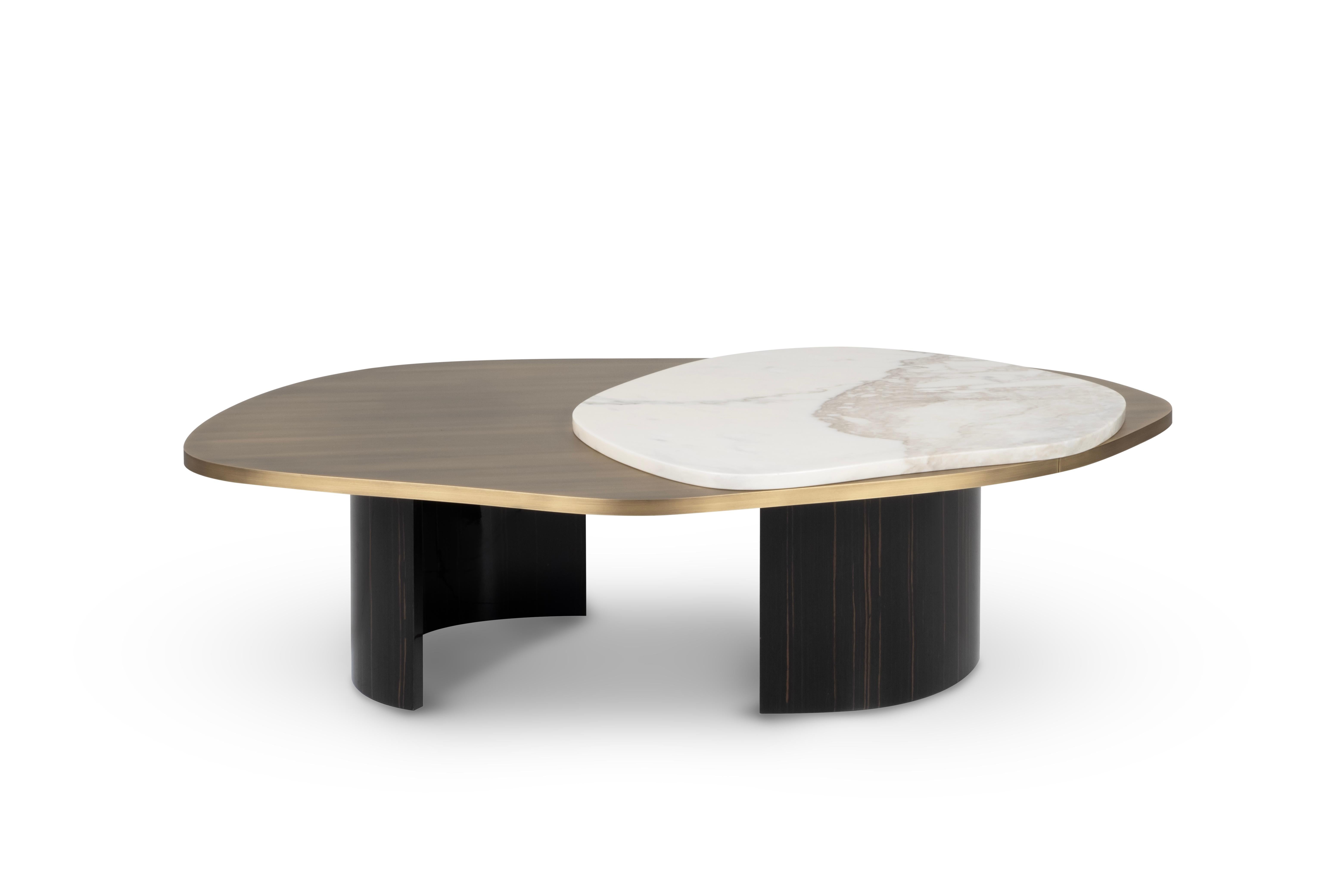 Hand-Crafted Modern Landscape Coffee Tables Marble Brass Handmade in Portugal by Greenapple For Sale