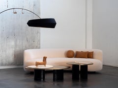 Moderne Landschafts-Couchtische aus der Mitte des Jahrhunderts, Marmor und Messing, handgefertigt von Greenapple