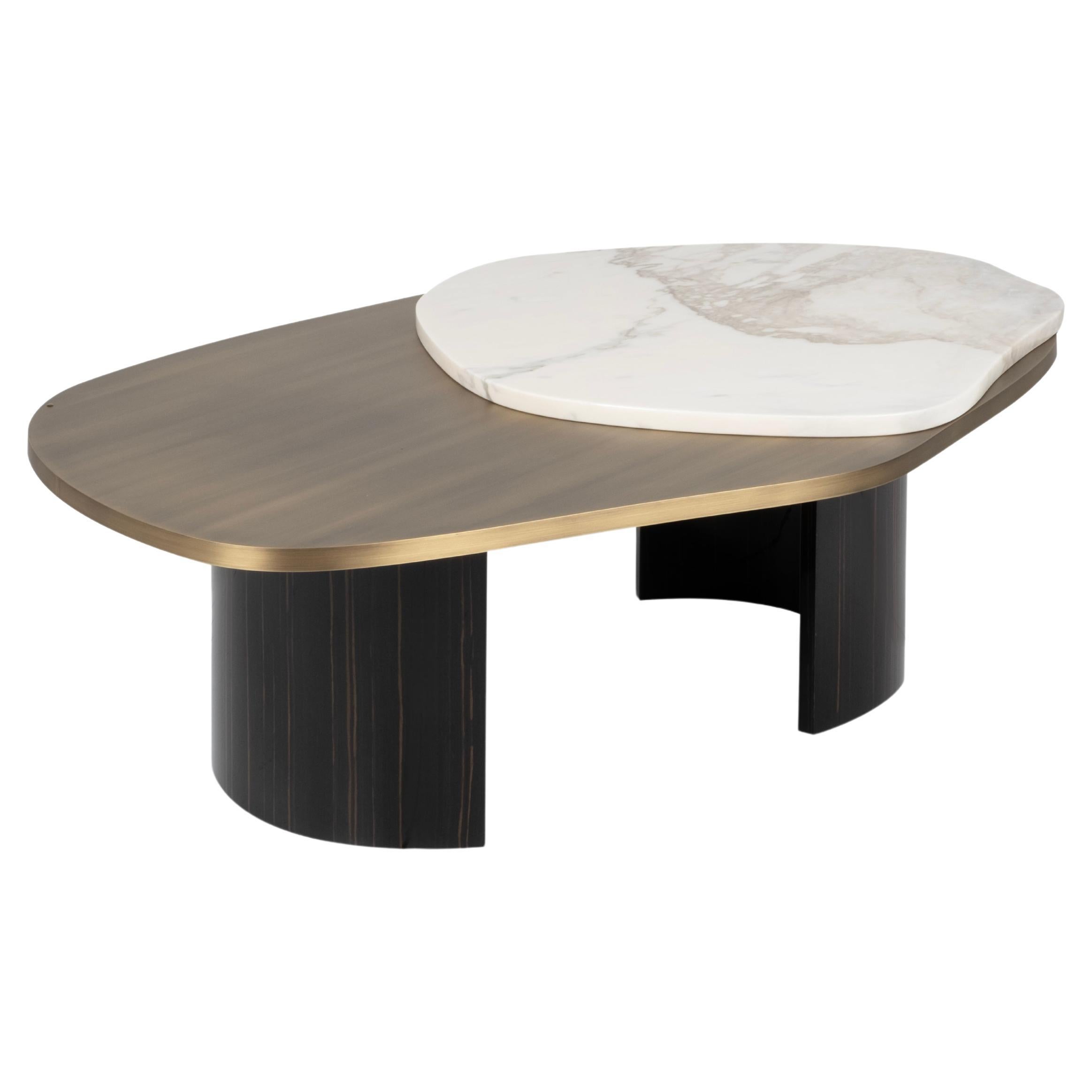 Modern Landscape Coffee Tables Marble Brass Handmade in Portugal by Greenapple
