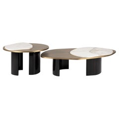 Modern Landscape Nesting Coffee Tables Marble Brass Handmade Portugal Greenapple